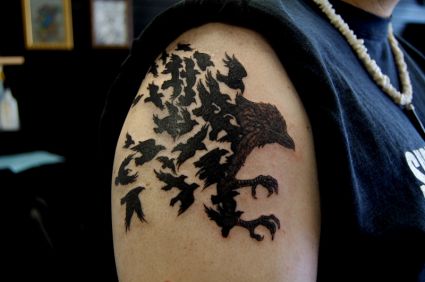 Tribal Crow Tattoo